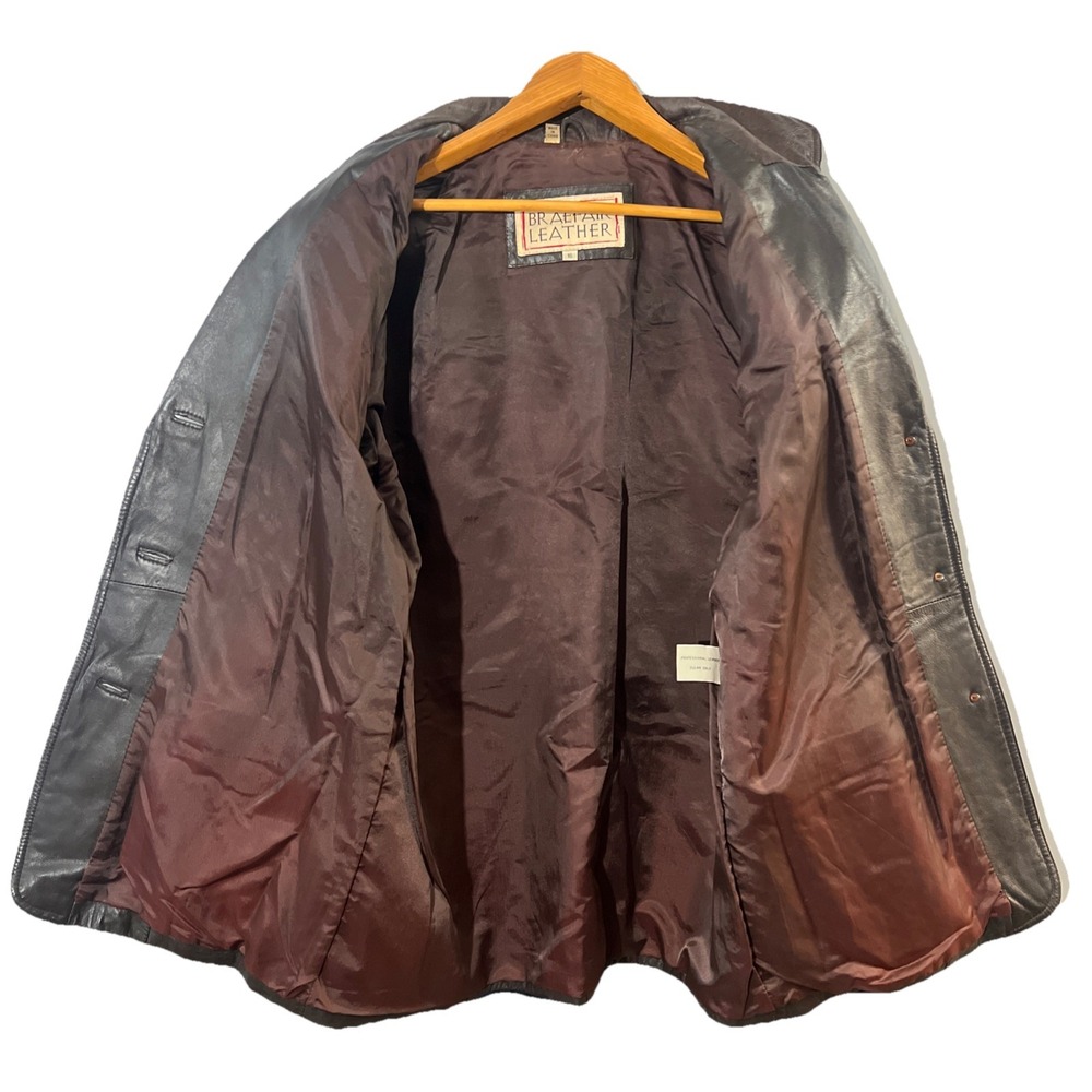 Braefair Leather Brown Genuine Leather Jacket Coat Women's Size 16 - Picture 8 of 13